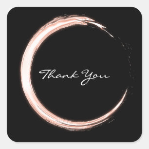 Black White Thank You Monogram Rose Minimalism Square Sticker