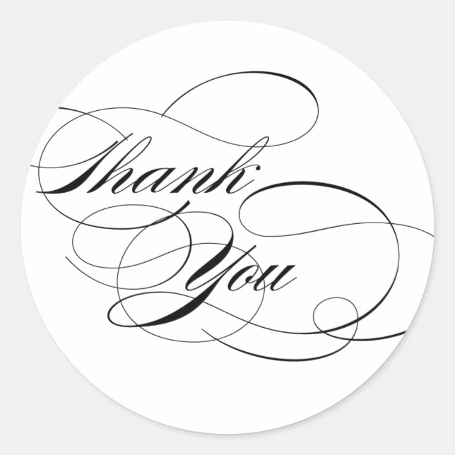 Black & White Thank You Sticker (Front)