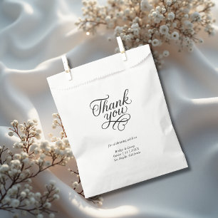 black & white thank you typography favour bags