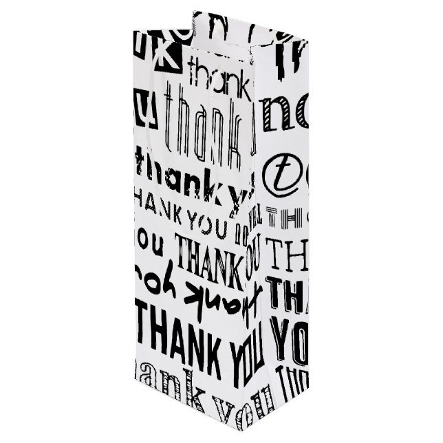 Black & White THANK YOU Typography Gift Bag (Back Angled)