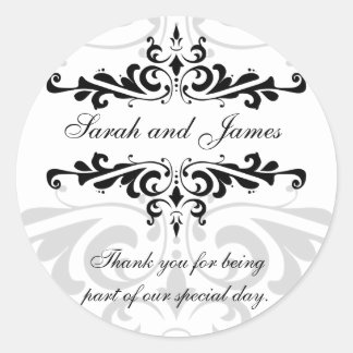 Black White Thank You Wedding Favour Sticker