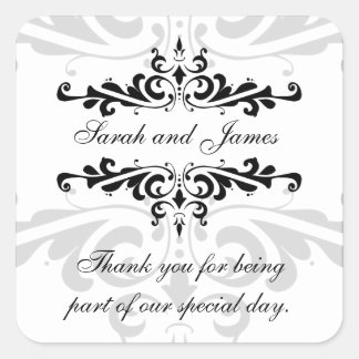 Black White Thank You Wedding Favour Stickers