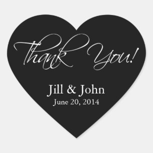 Black White Thank You Wedding Favour Stickers
