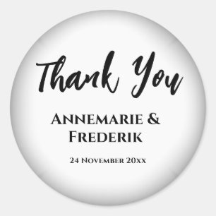 Black & White Thank You Wedding Sticker