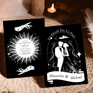 Black White The Lovers Tarot Card Wedding