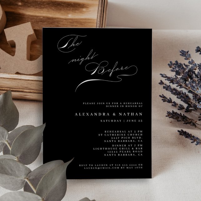 Black & White The Night Before Rehearsal Dinner  Invitation (Creator Uploaded)