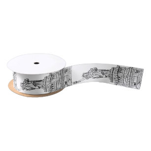 Black & White Themed Statue of Liberty Ribbon Satin Ribbon