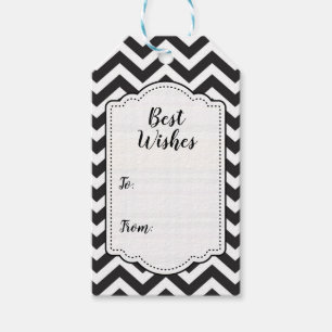 Black & White Thick Chevron Wedding Birthday Gift Tags