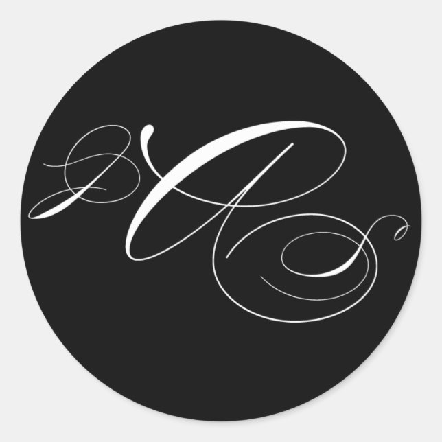 Black White Three Initial Monogram Envelope Seal (Front)