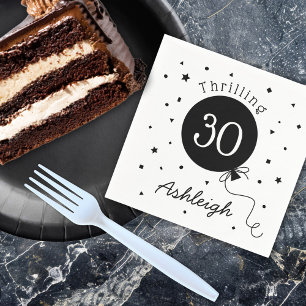 Black White Thrilling 30th Birthday Napkin