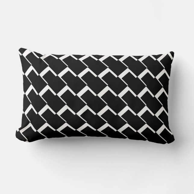 Black  white Throw Pillow, Lumbar Pillow 13" x 21" (Front)