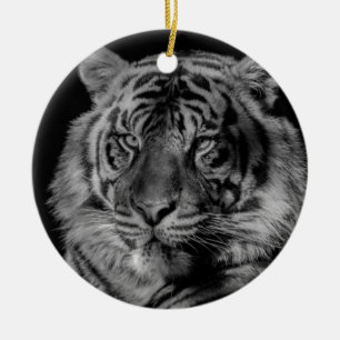 Black & White Tiger Ceramic Tree Decoration