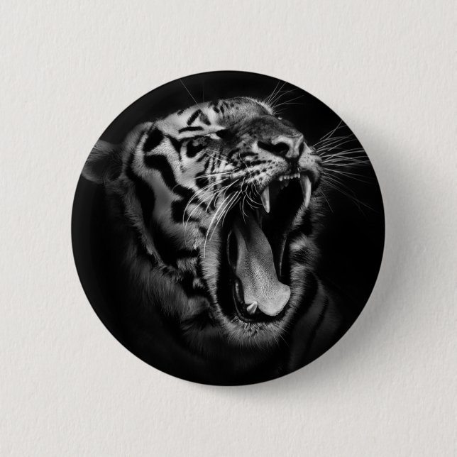 Black & White Tiger Inspirational 6 Cm Round Badge (Front)