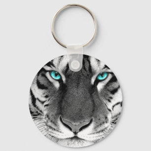 Black White Tiger Key Ring
