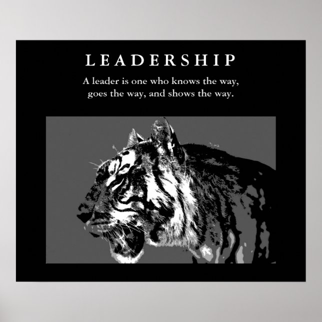 Black White Tiger Leadership Inspirational Poster (Front)