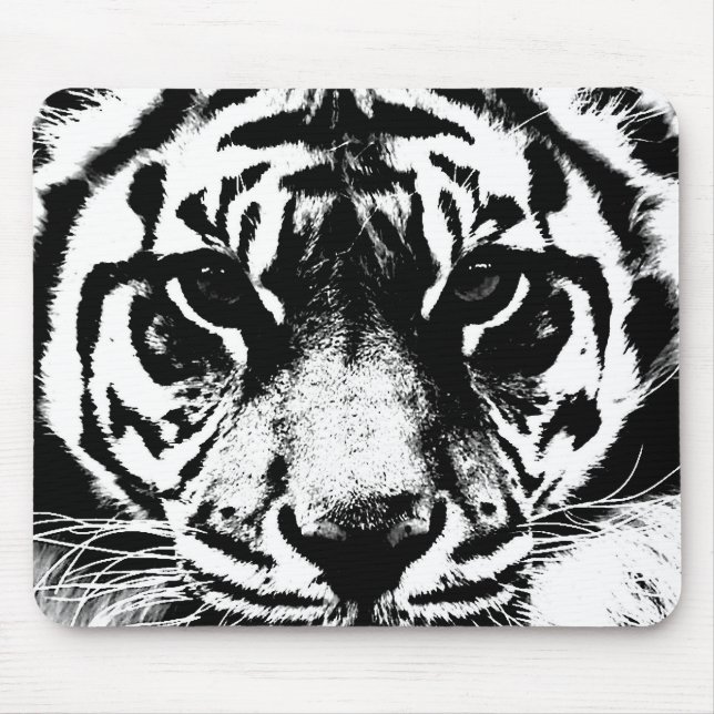 Black & White Tiger Mouse Mat (Front)