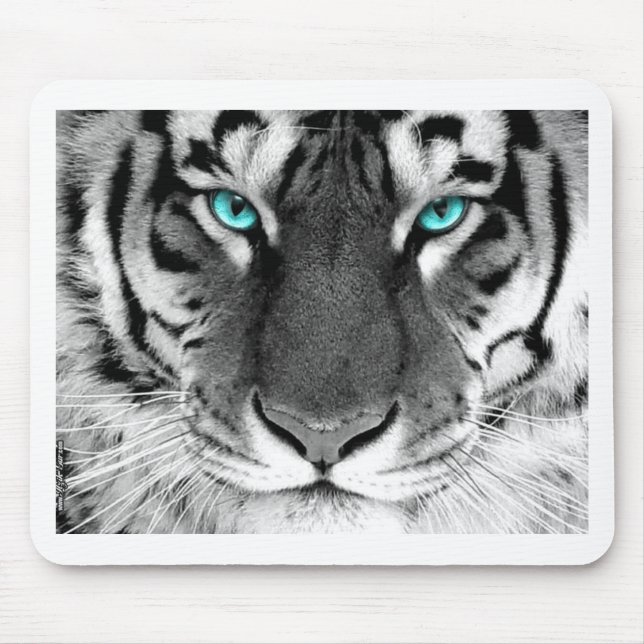 Black White Tiger Mouse Mat (Front)