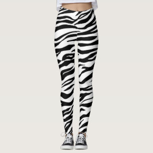 Black/White Tiger Print Women Leggings