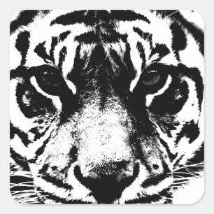Black & White Tiger Square Sticker