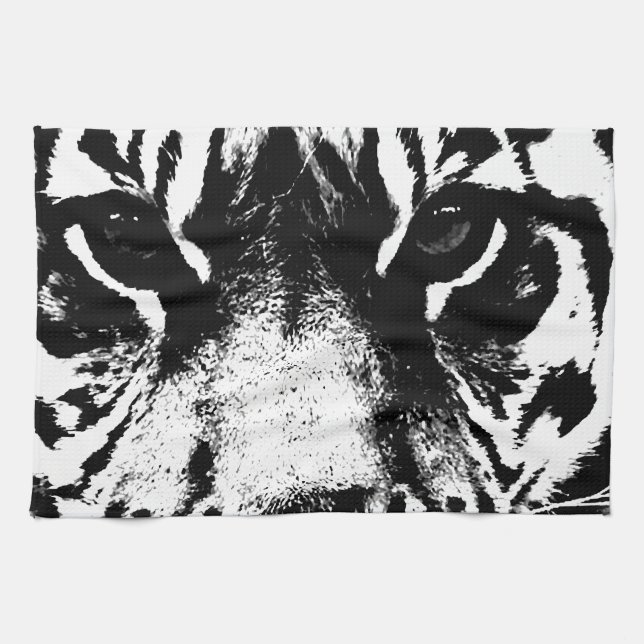 Black & White Tiger Tea Towel (Horizontal)