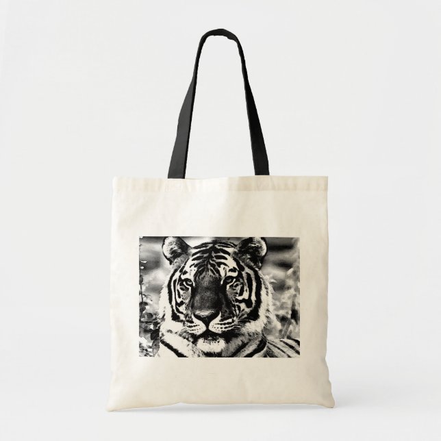 Black & White Tiger Tote Bag (Front)