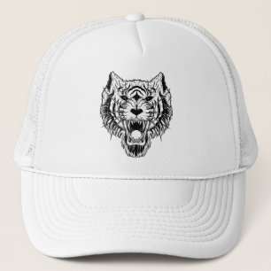 Black white tiger trucker hat
