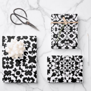 Black & White Tile Pattern Set 1 Wrapping Paper Sheet