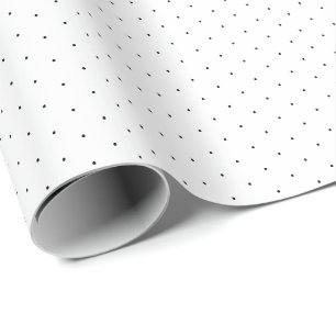 Black white tiny polka dots pattern gift wrapping paper