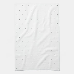 Black white tiny polka dots pattern tea towel