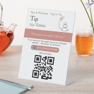 Black & White Tip Your Driver QR Code Sign 