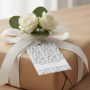 Black White Toile Floral Gift Tags