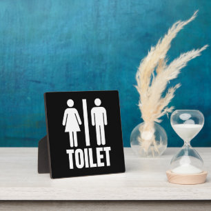 Black White Toilet Restroom Bathroom Men Woman Plaque