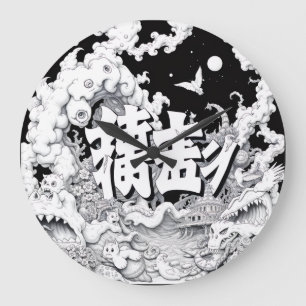 Black & White Tokyo Large Clock