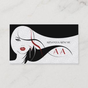 Black & White Touch Of Red-Beauty Template Business Card