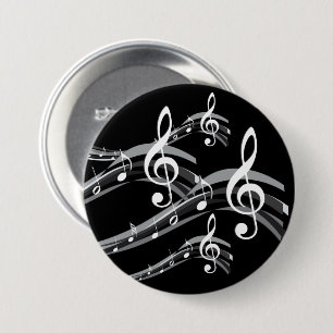 Black & White Treble Clef 7.5 Cm Round Badge