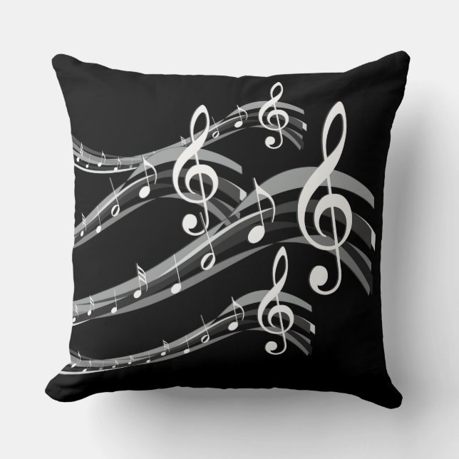 Black & White Treble Clef Cushion (Front)