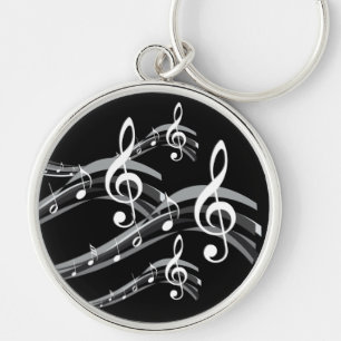 Black & White Treble Clef Key Ring
