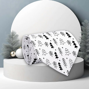 Black White Tree Christmas Holiday     Tie