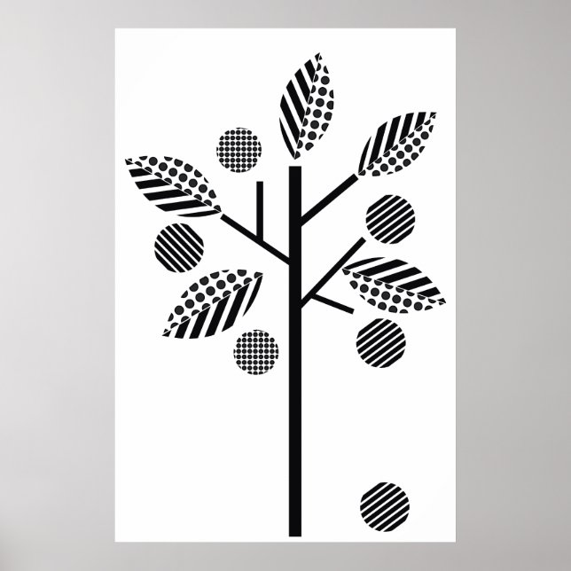 Black white tree on white background print poster (Front)