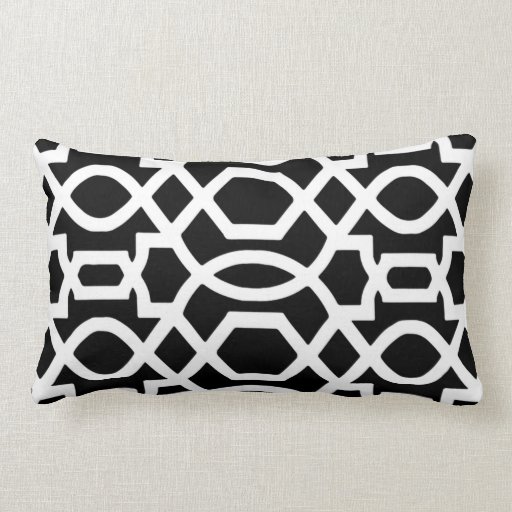 Image of Black & White Trellis Print Throw Pillow