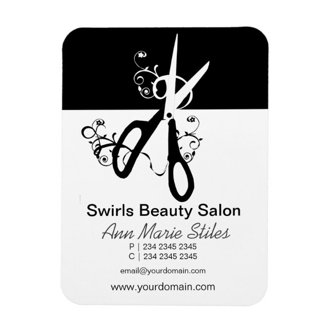 Black White  Trendy Beauty Salon Magnet (Vertical)
