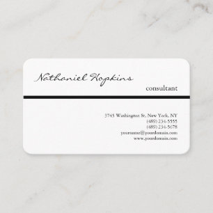 Black White Trendy Handwriting Plain Modern Business Card