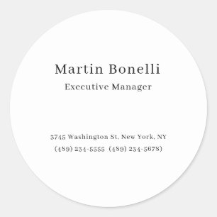 Black & White Trendy Minimal Plain Simple Classic Round Sticker