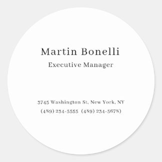 Black & White Trendy Minimal Plain Simple Classic Round Sticker