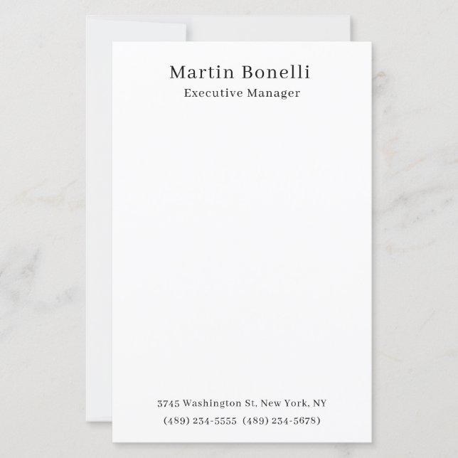 Black & White Trendy Minimal Plain Simple Paper (Front)