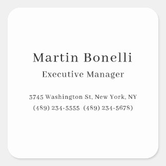 Black & White Trendy Minimal Plain Simple Square Sticker