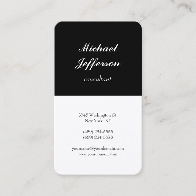 Black White Trendy Modern Minimalist Professional Business Card (Front)