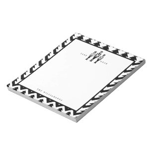 Black White Trendy Nutcracker Geometric Christmas Notepad