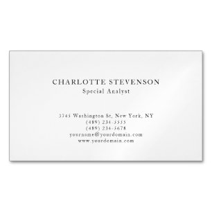 Black & White Trendy Professional Plain Minimalist Magnetic Business Card