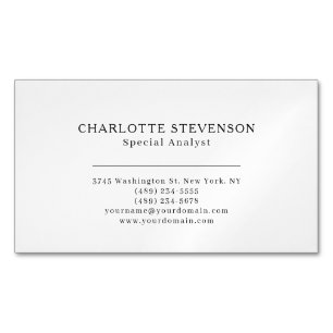 Black & White Trendy Professional Plain Minimalist Magnetic Business Card